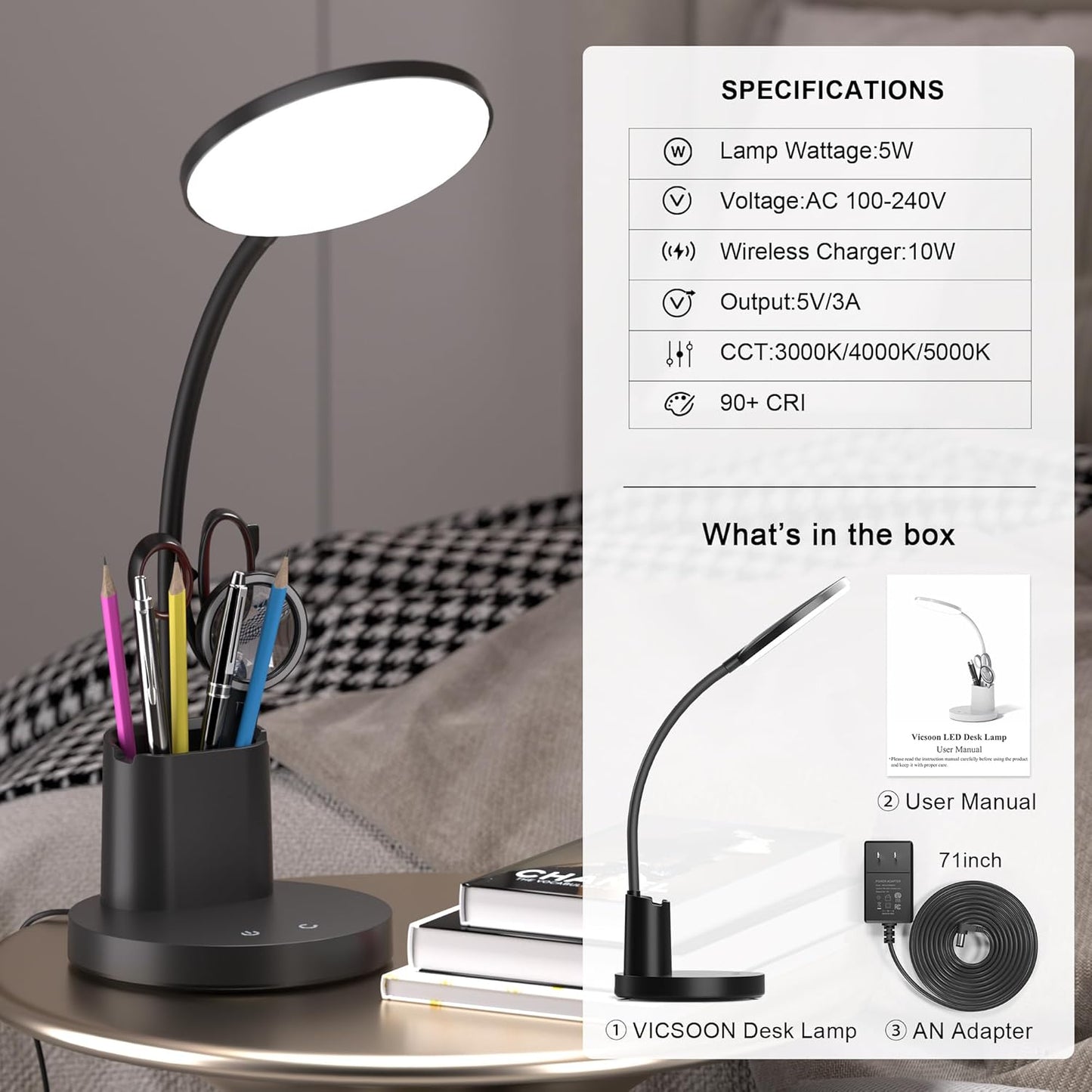 AromaX Glow – Dimmable LED Lamp for Kids Room with Pen Holder and Phone Stand