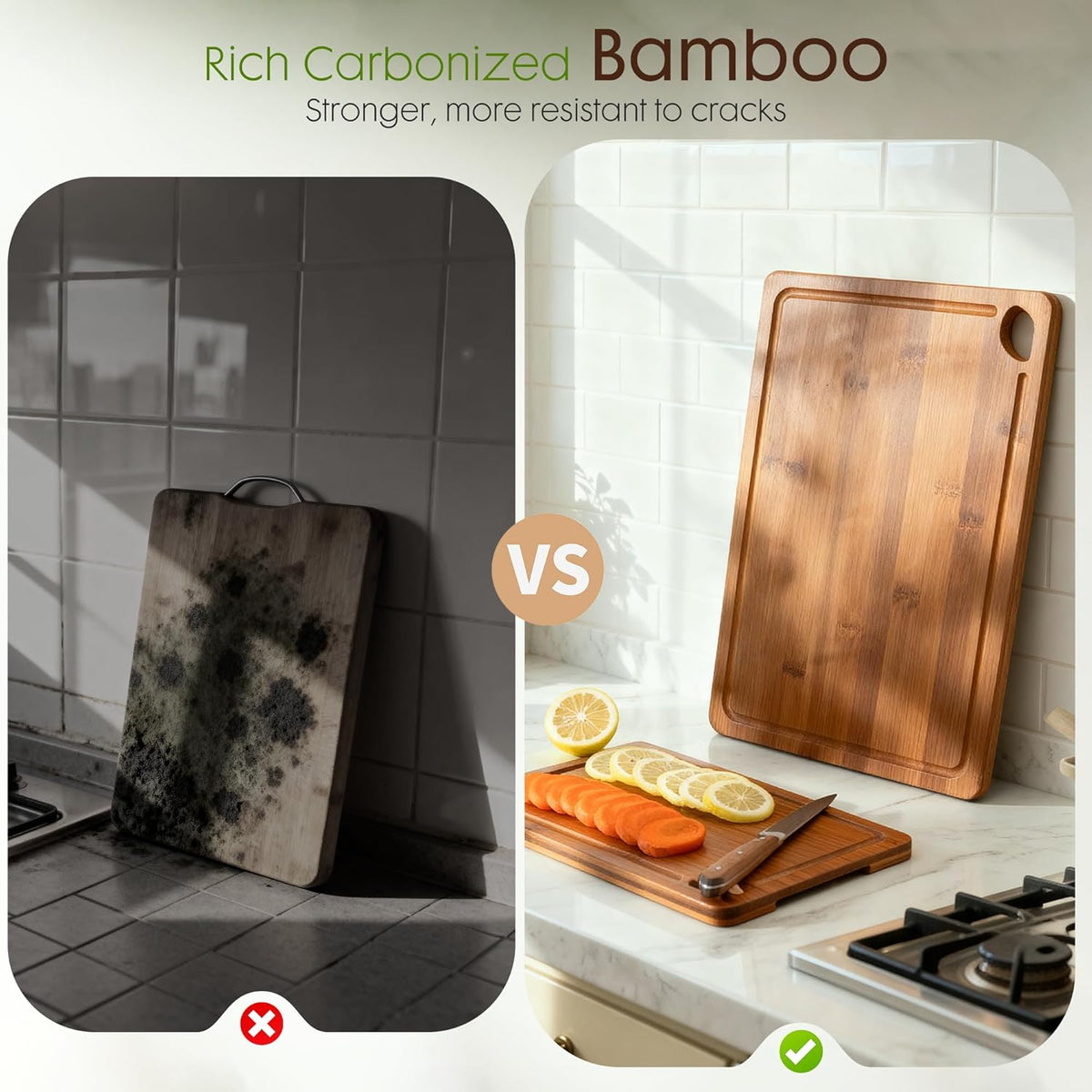 Astercook 3-Piece Bamboo Cutting Board Set – Space-Saving Minimalist Kitchen Organizer, Nested Boards with Wooden Stand