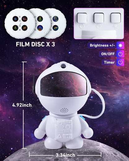 AstroLume Planetarium Projector for Nursery – Cool-to-Touch Astronaut Night Light with Timer for Babies, Toddlers, and Kids