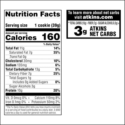 Atkins Double Chocolate Chunk Cookie – 15g Protein Snack for Wellness Routines and Sugar-Conscious Dieters