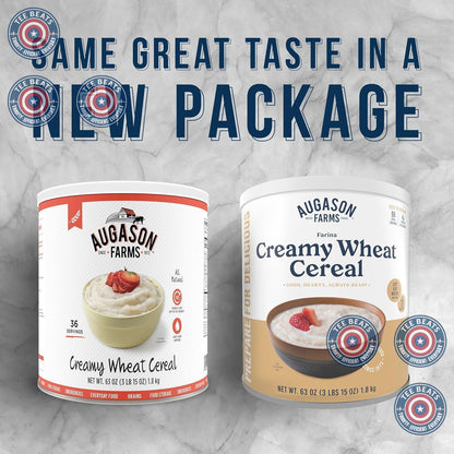 Augason Farms Creamy Wheat Cereal Bulk Can – Clean-Label Survival Food for Safe Home Stockpiling, 6,480 Calories