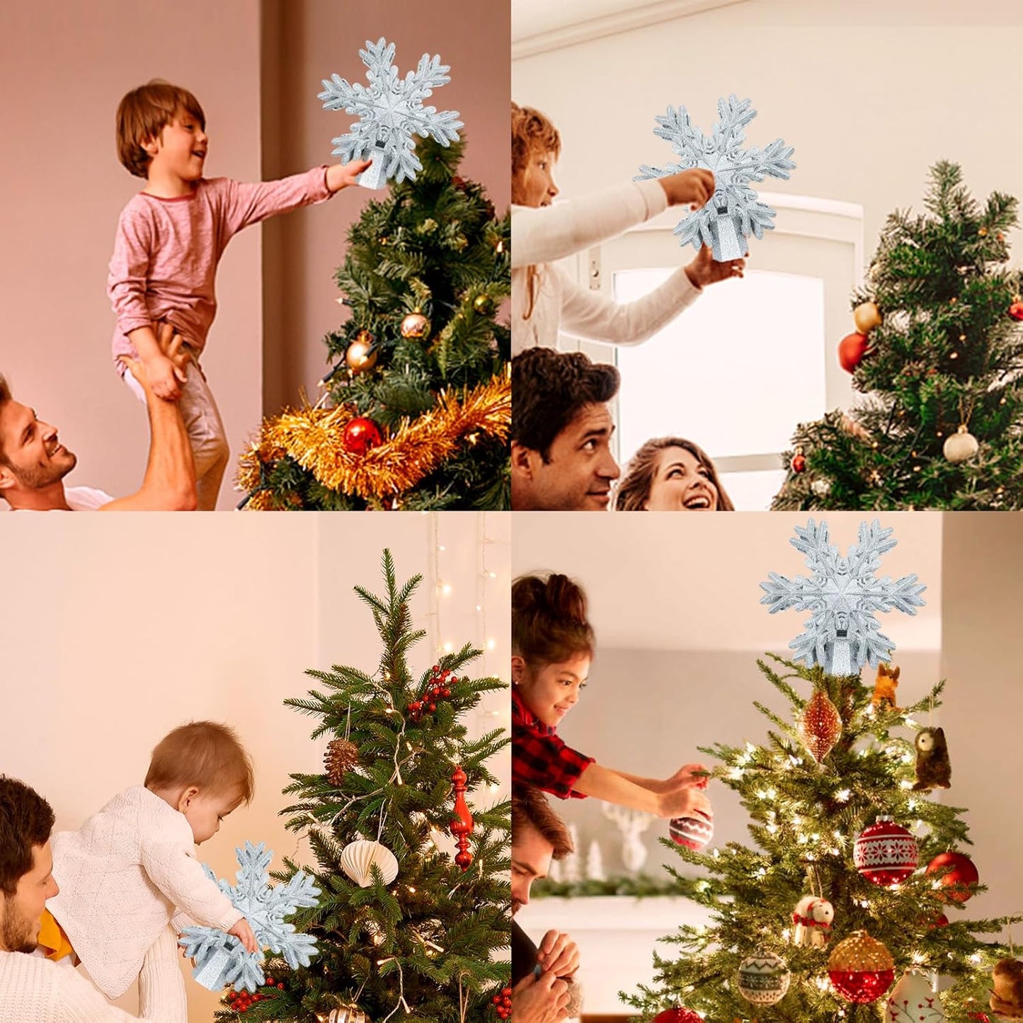 Aurora Glow 3D Snowflake Projector Topper – Worry-Free Christmas Magic for Nurseries and Play Areas