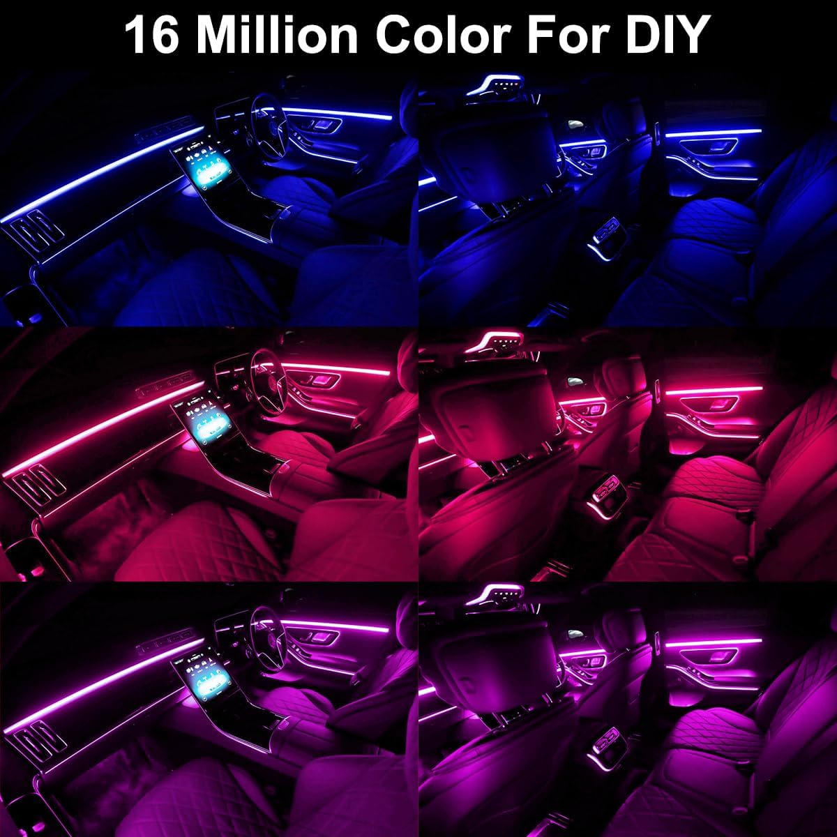 AuroraDrive Bluetooth APP Car LED Accent Lights with Music Mode – Family Friendly Interior Decor for SUV and Minivan Passenger Area