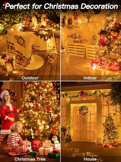 Auseinly Christmas Lights 66ft 200 Count – Mantle and Headboard Decor with Dimmable Warm White Glow, Indoor Fairy String Lights