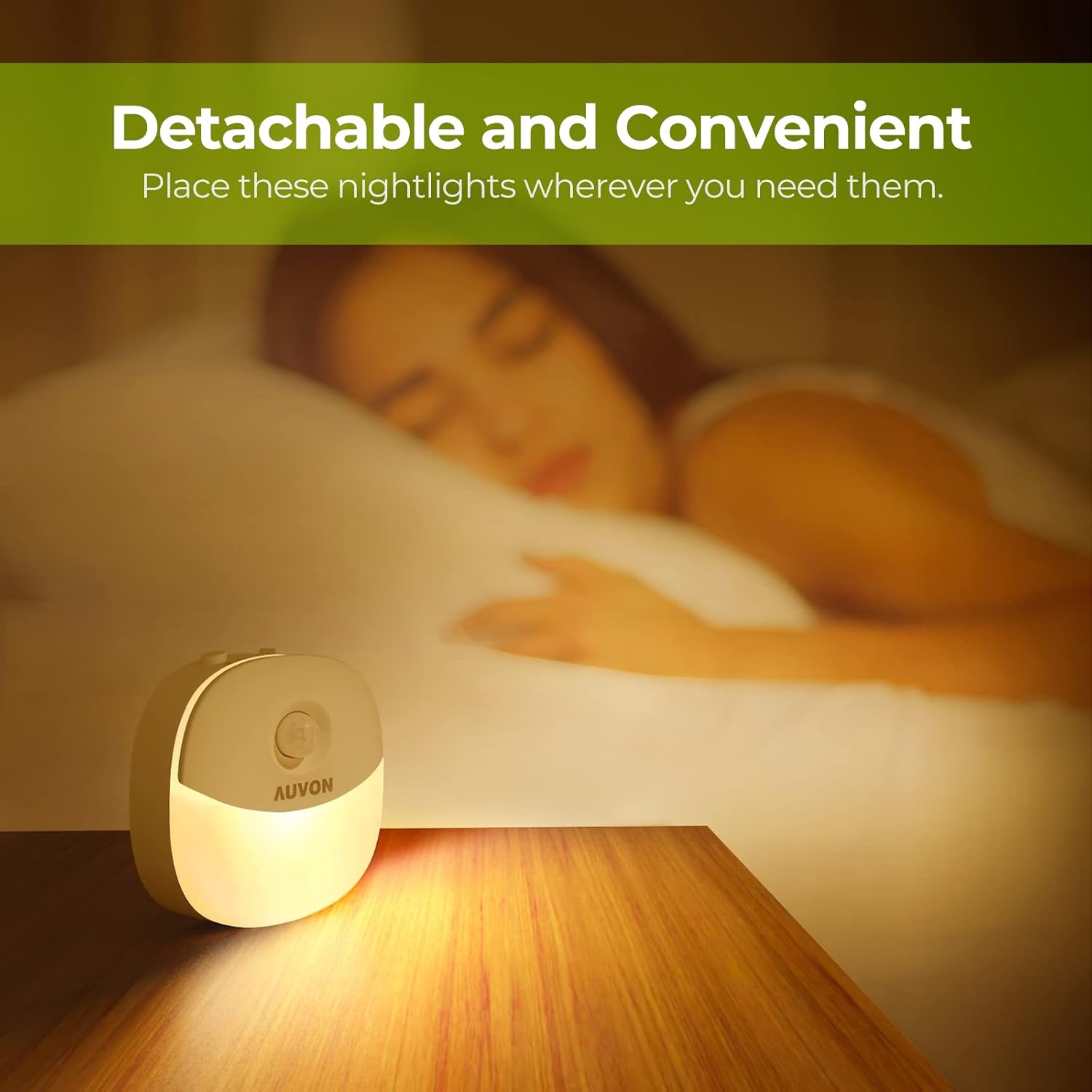 AUVON Rechargeable Bedside Night Light – Auto Motion Sensor Light for Safer Nighttime Navigation