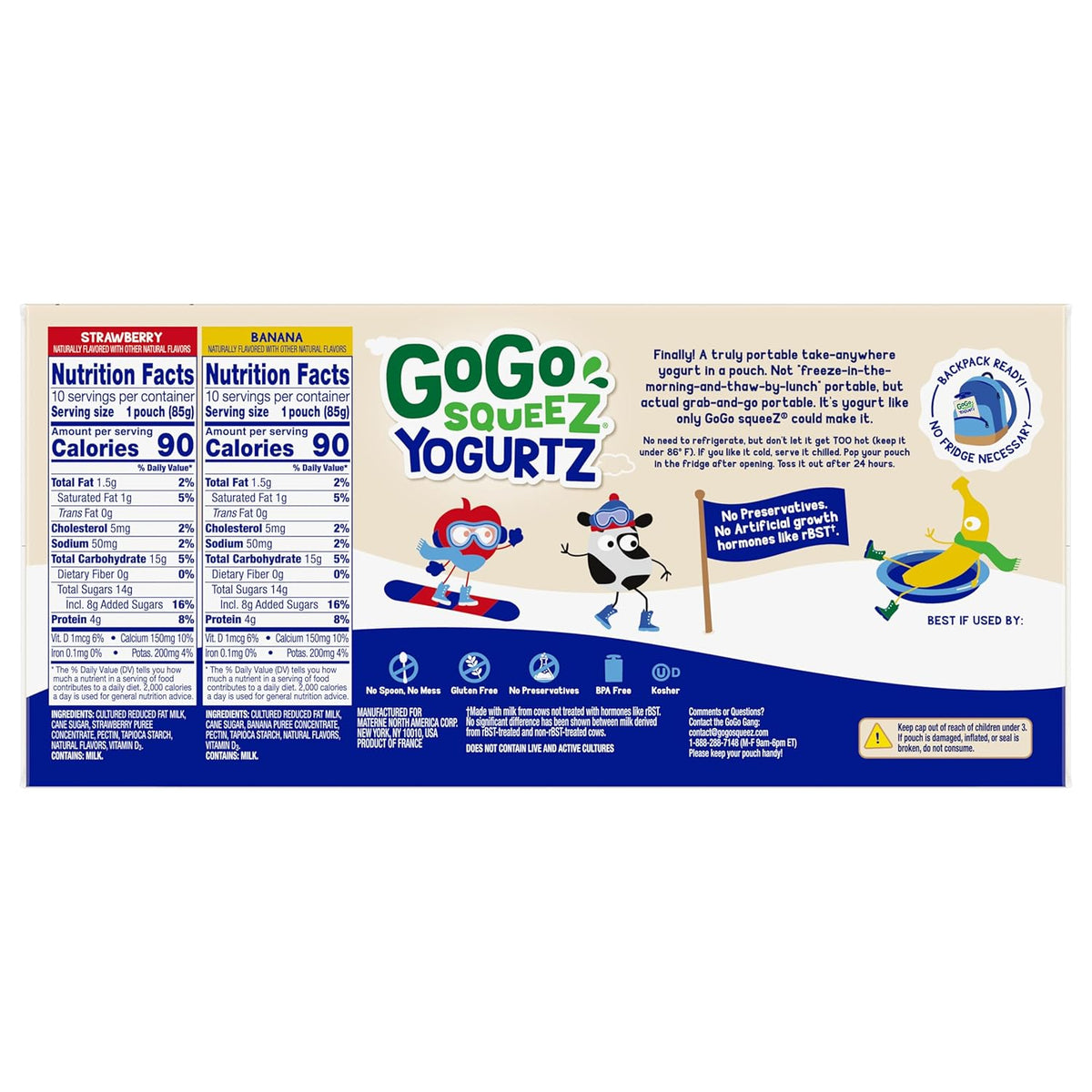 available in pack of 20 or pack of 40 with three flavor combinations: strawberry & banana, strawberry & peach, and blueberry & berry