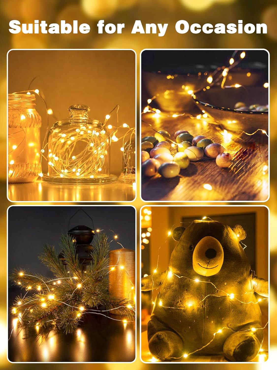 Avaspark Low-Heat LED String Lights – Safe String Lights for Playroom, Reading Corner, and Toddler Bedroom, 3-Pack 78FT