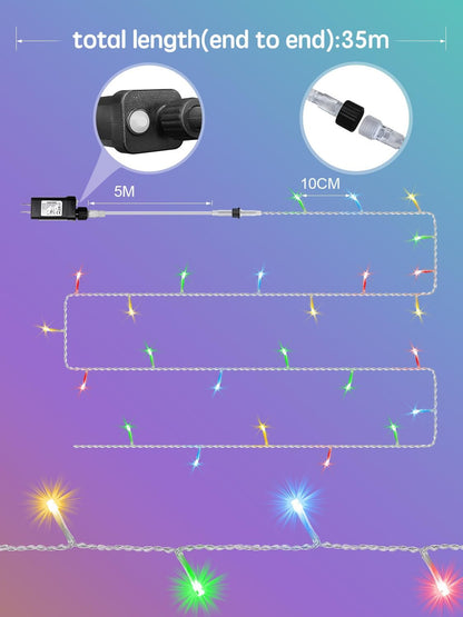 Backyard Party Lights 100FT Clear Wire Multicolor, 8 Modes Waterproof Plug in for Patio and Deck