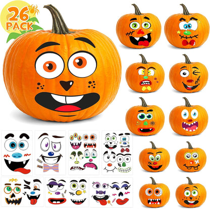 BainGsek Halloween Pumpkin Face Decals – Charming Seasonal Decor Accent for Living Room Shelf, Dining Table, and Window Seat