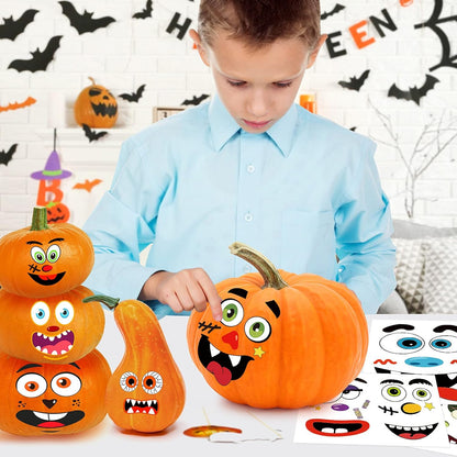 BainGsek Halloween Pumpkin Face Decals – Charming Seasonal Decor Accent for Living Room Shelf, Dining Table, and Window Seat