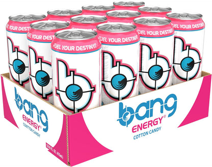 Bang Energy Cotton Candy – Vegan Energy Drink for Streaming Sessions and Long Work Shifts, 300mg Caffeine