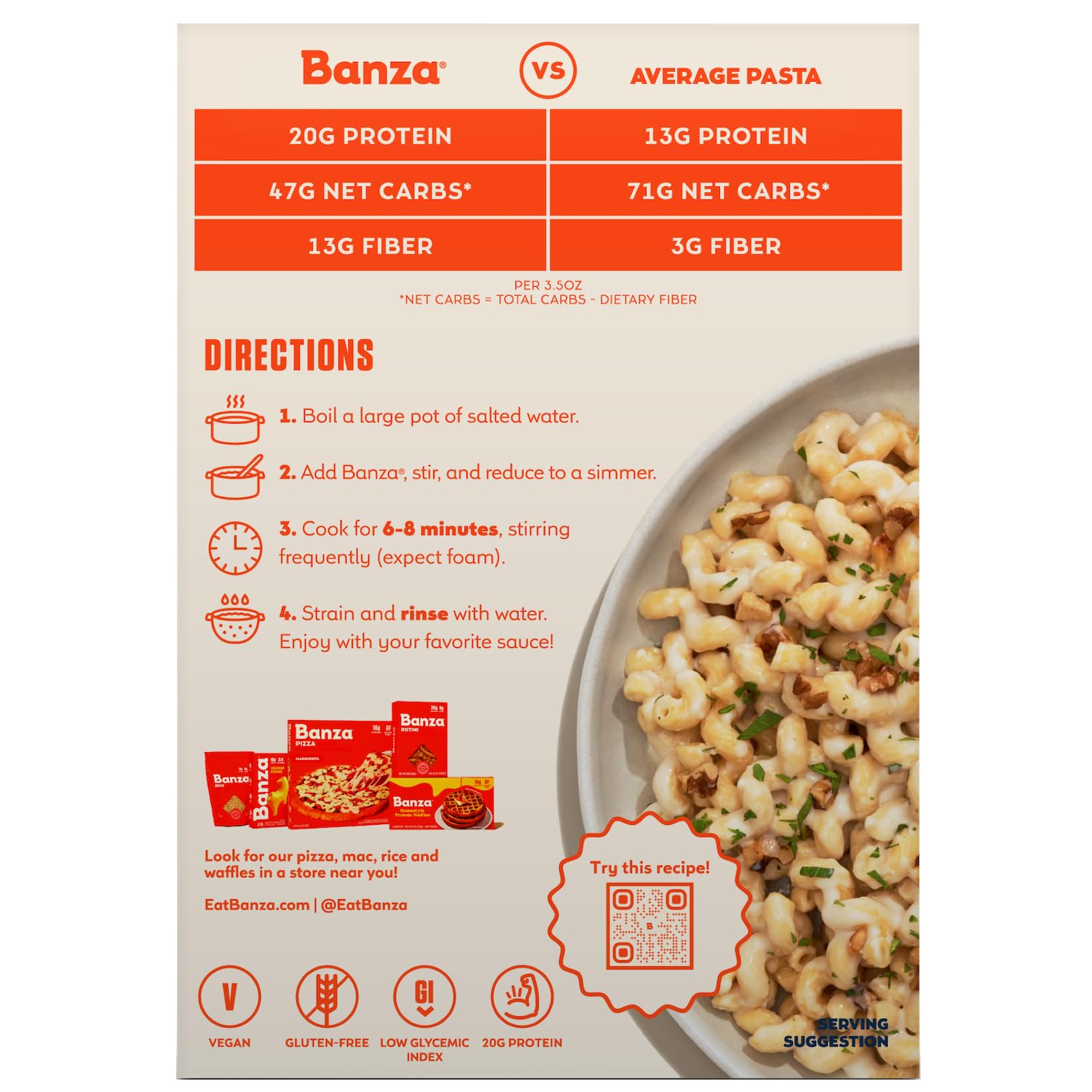 Banza Chickpea Spaghetti - High-Protein Meal Prep Pasta for Office Lunches and Weekly Planning
