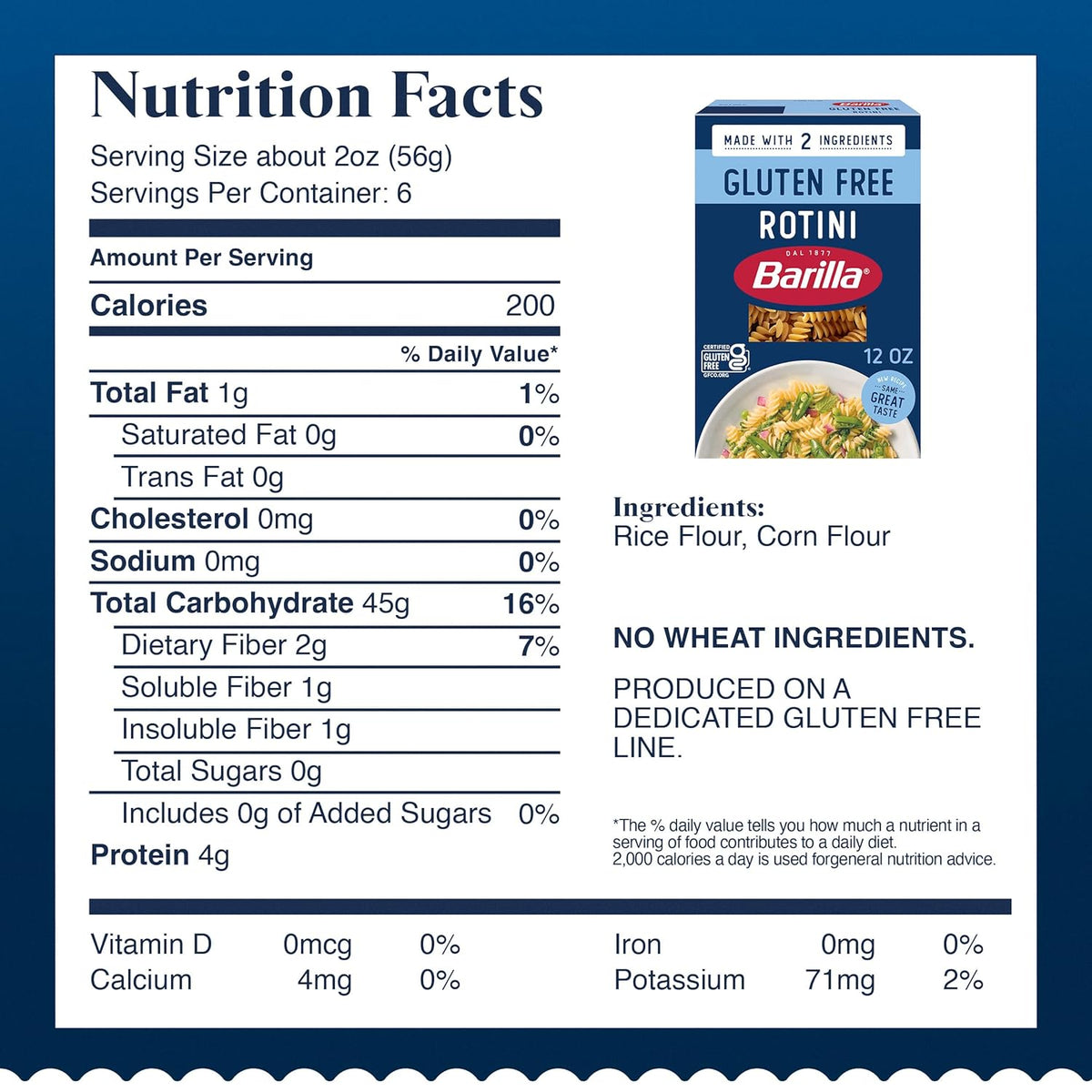 Barilla Gluten Free Rotini Pasta, 12 oz - Two-Ingredient Pantry Essential for Simplified Meal Routines
