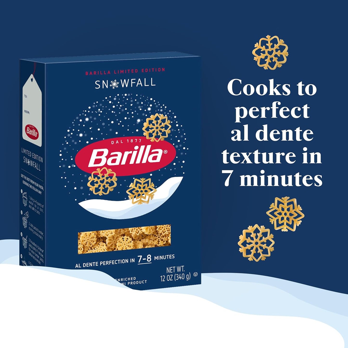 Barilla Limited Edition Snowfall Pasta, 12 Ounce – Festive Holiday Centerpiece Pasta for a Styled Christmas Dining Table