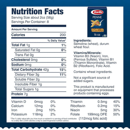 Barilla Penne Pasta, 16 oz Box – Travel-Friendly Pantry Staple for Camping and Outdoor Dinners