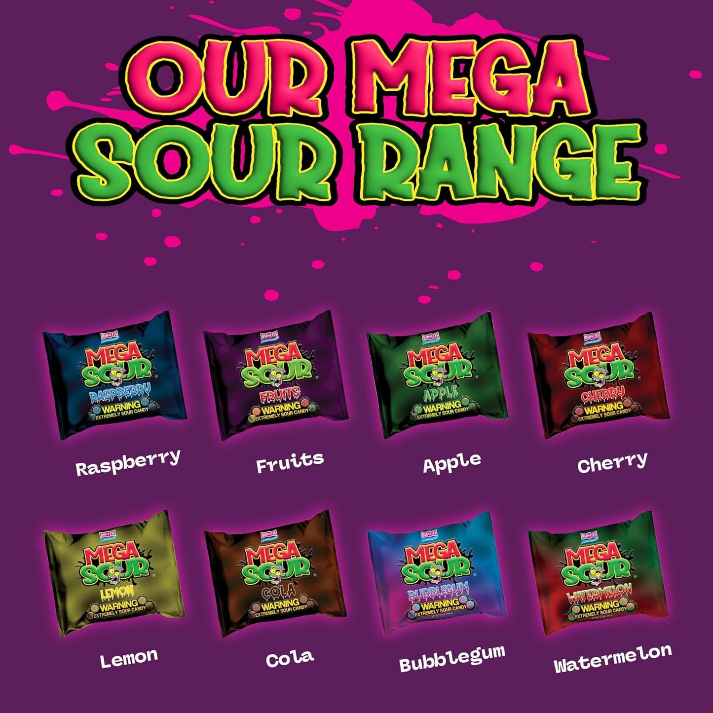 Barnetts Mega Sour Raspberry Candy 104g – Unique Gag Gift for Husband, Wife or Brother Who Loves Extreme Sour Challenges