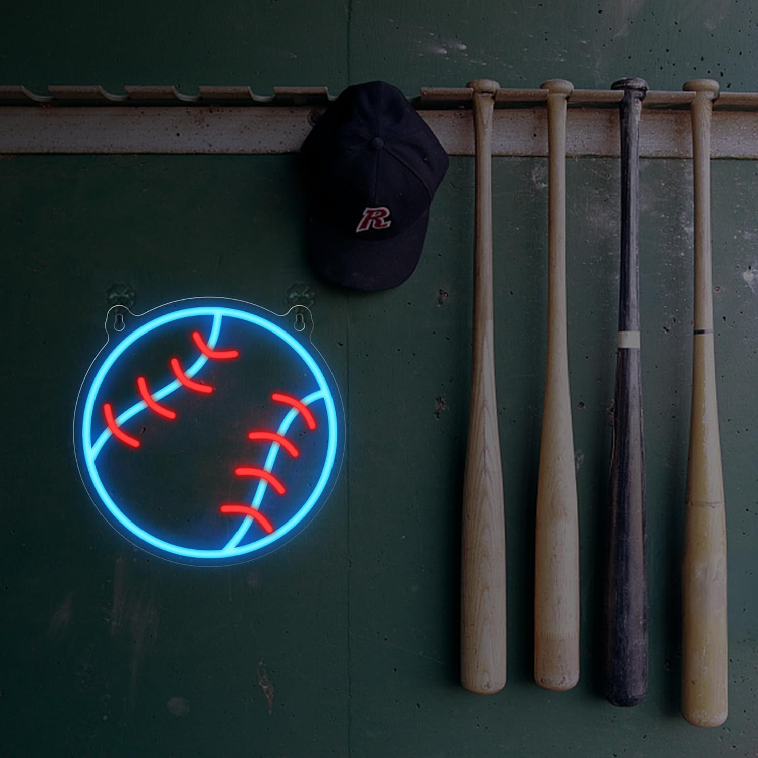 Baseball Neon Sign - Nursery & Kids Room Safe Accent Light, Dimmable LED Baseball Wall Decor with Silicone Strip, USB Powered Boys Gift Light