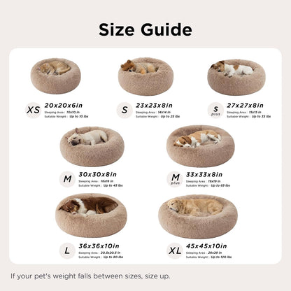 Bedsure Designer Calming Pet Bed Donut – 18 Color Premium Round Bed, 30 inch Soft Faux Fur Luxury Nest for Upscale Homes
