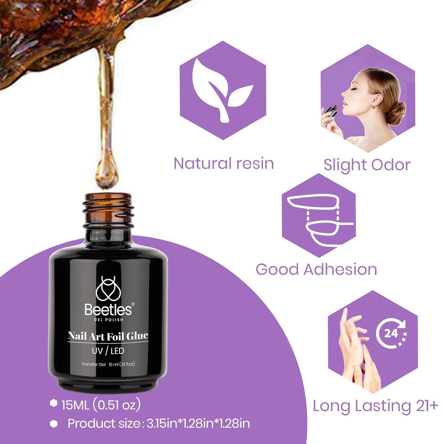 Beetles 15ml Foil Nail Art Gel – Me-Time Spa Manicure at Home, Soak-Off Transfer Glue Stickers for Relaxing Self-Care Evenings
