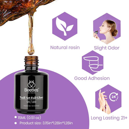 Beetles 15ml Foil Nail Art Gel – Me-Time Spa Manicure at Home, Soak-Off Transfer Glue Stickers for Relaxing Self-Care Evenings