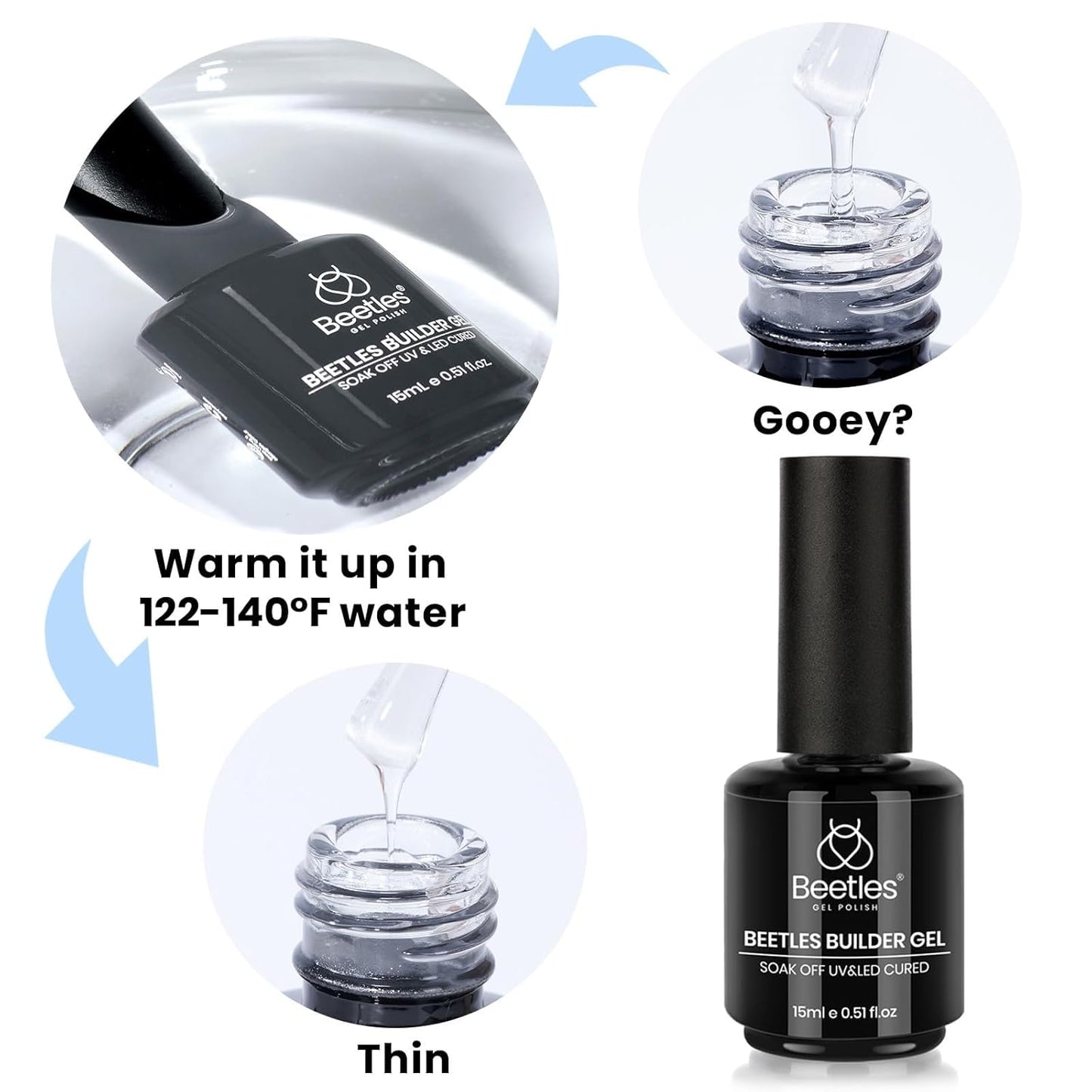 Beetles 8-in-1 Builder Gel for Nails – At-Home Nail Building & Overlay Gel for Personal Beauty Corner, Odor-Free Low-Dust Formula