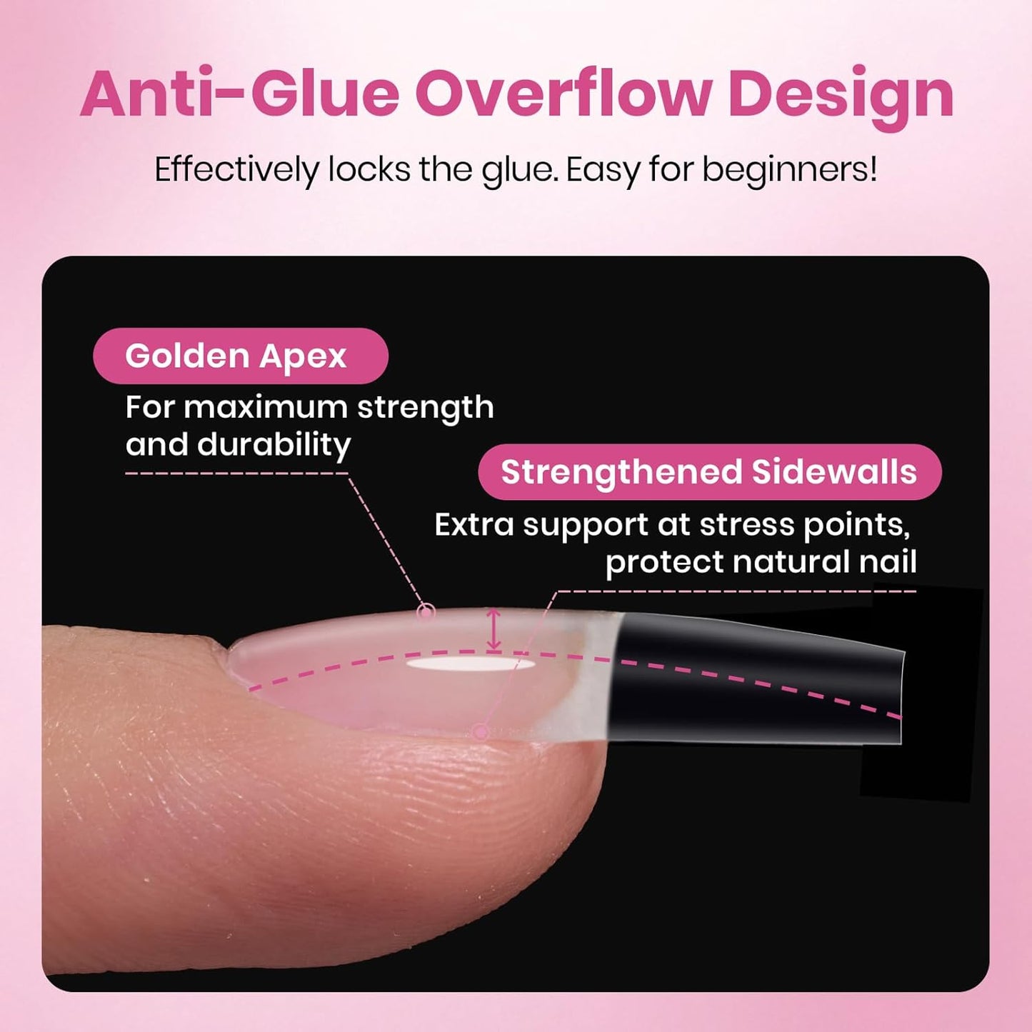 Beetles Gel Nail Tips Flat-X – Luxury Coffin Press-On Collection for the Discerning Home, Pre-Etched Half-Matte Finish with 28+ Day Wear