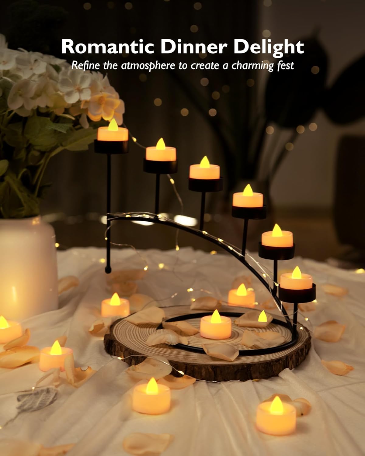 BEICHI Battery Tea Lights with Smooth Flicker – Wind-Down Ritual Candles for Bedroom, Spa Night, and Self-Care Evenings, 24 Pack