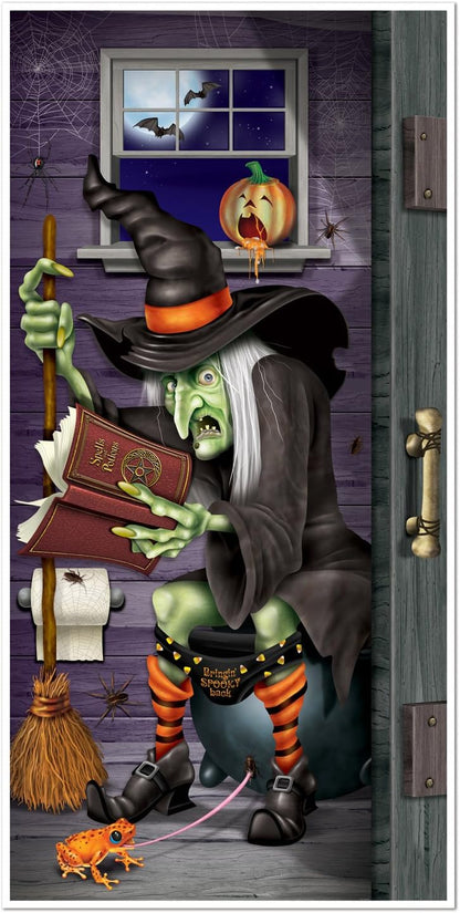 Beistle Skeleton Restroom Door Cover Party Accessory White Elephant Gift Exchange Halloween Party Favorite