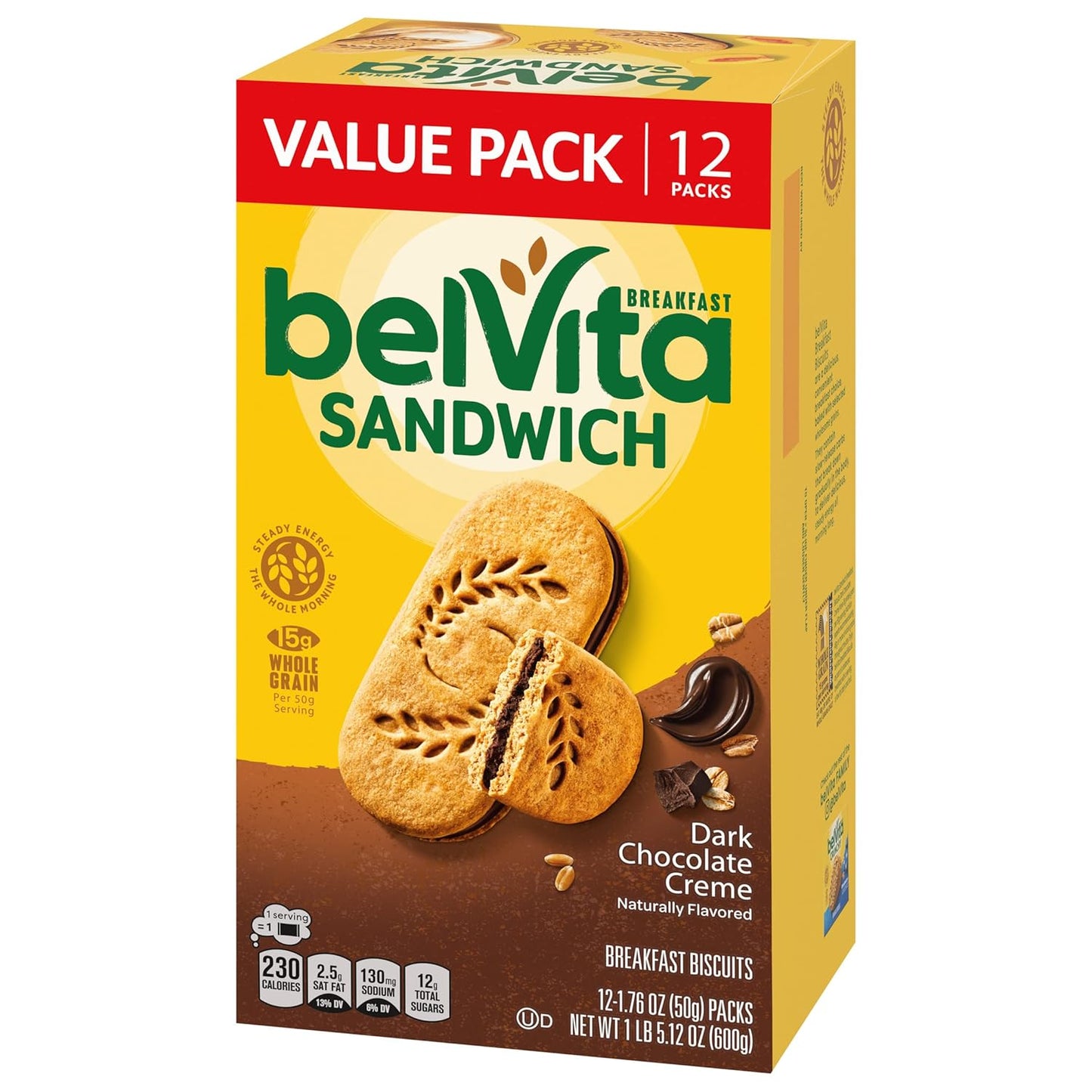 belVita Breakfast Biscuit Sandwiches – Clean-Label Morning Treat for Busy School-Day Routines, 12-Pack