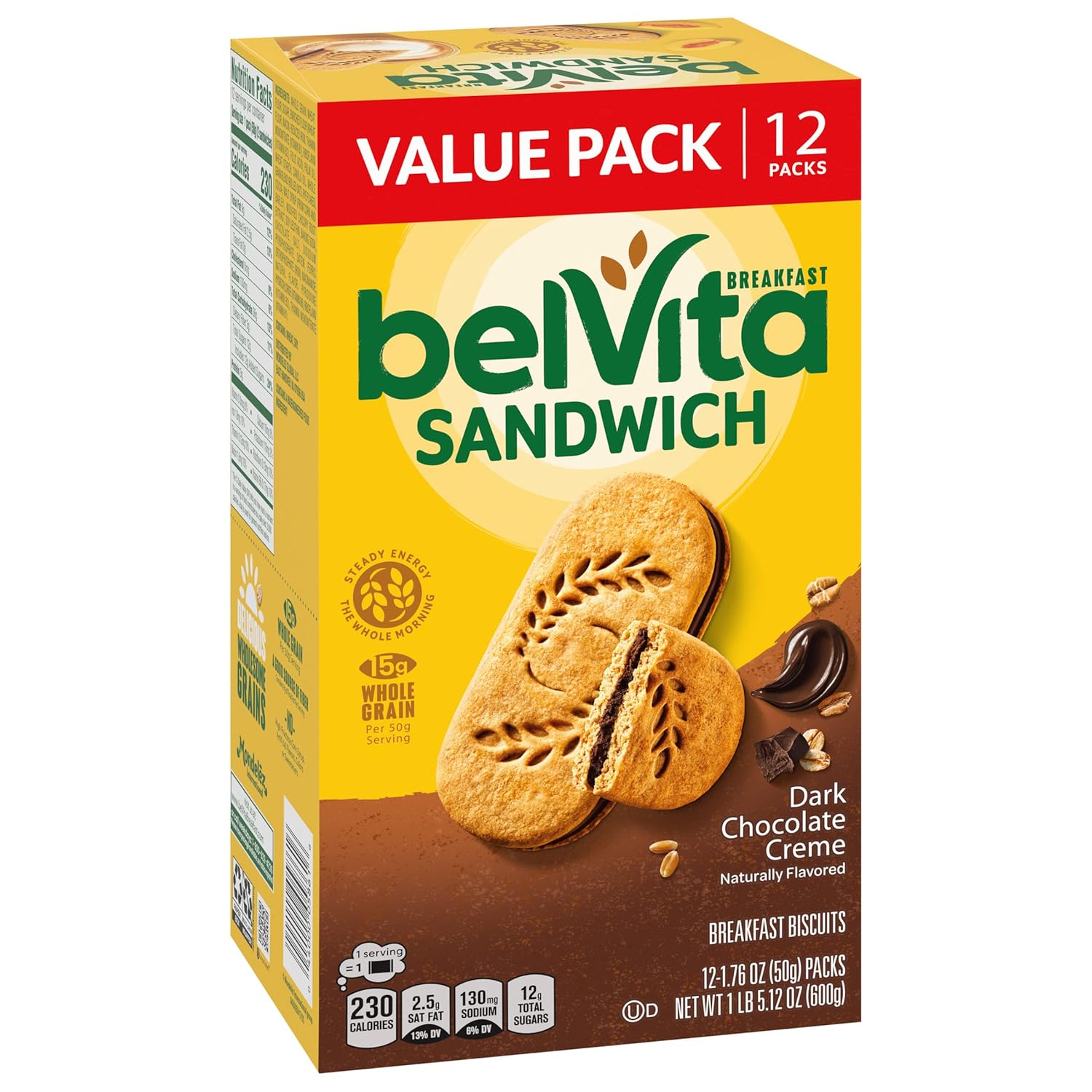 belVita Breakfast Biscuit Sandwiches – Clean-Label Morning Treat for Busy School-Day Routines, 12-Pack