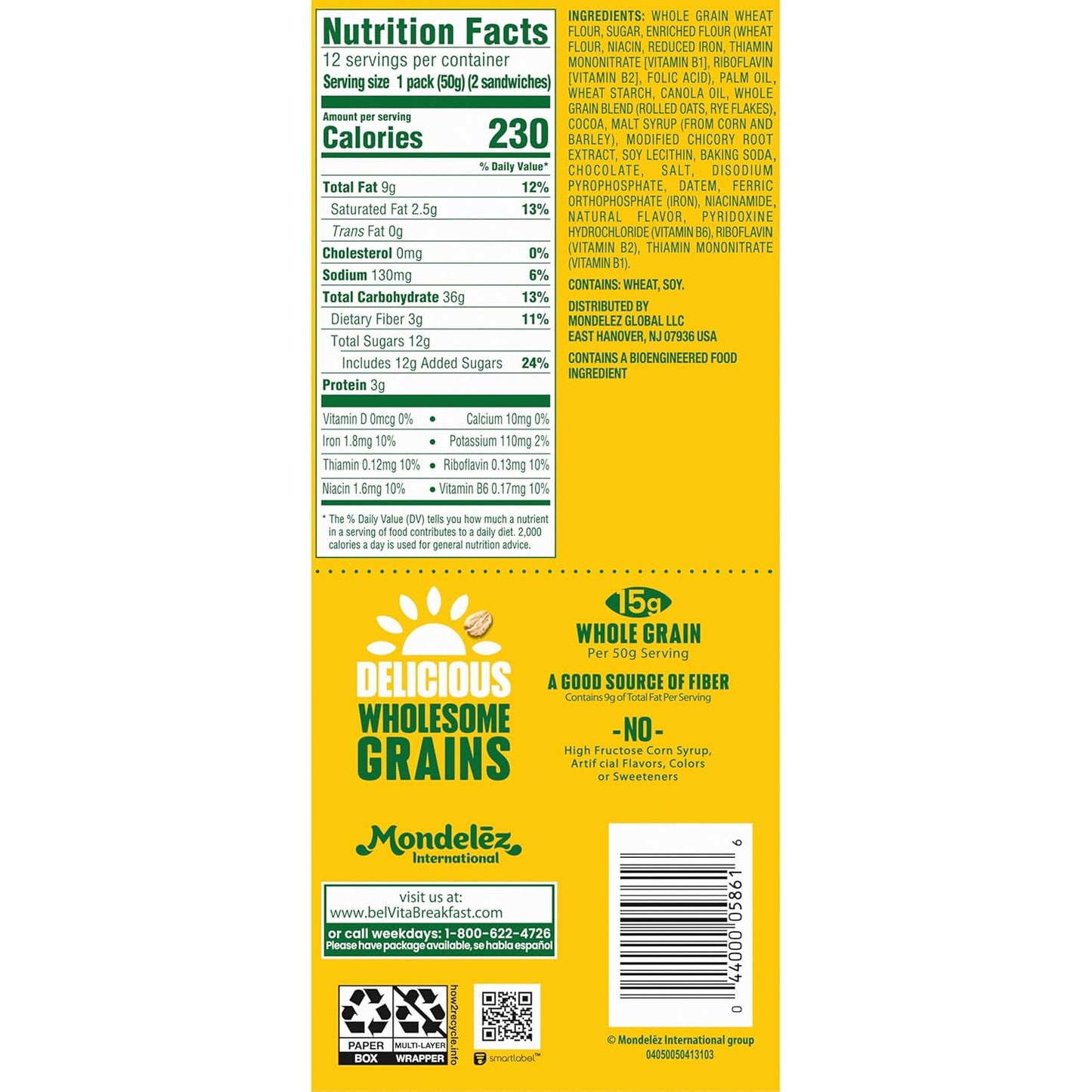 belVita Breakfast Biscuit Sandwiches – Clean-Label Morning Treat for Busy School-Day Routines, 12-Pack