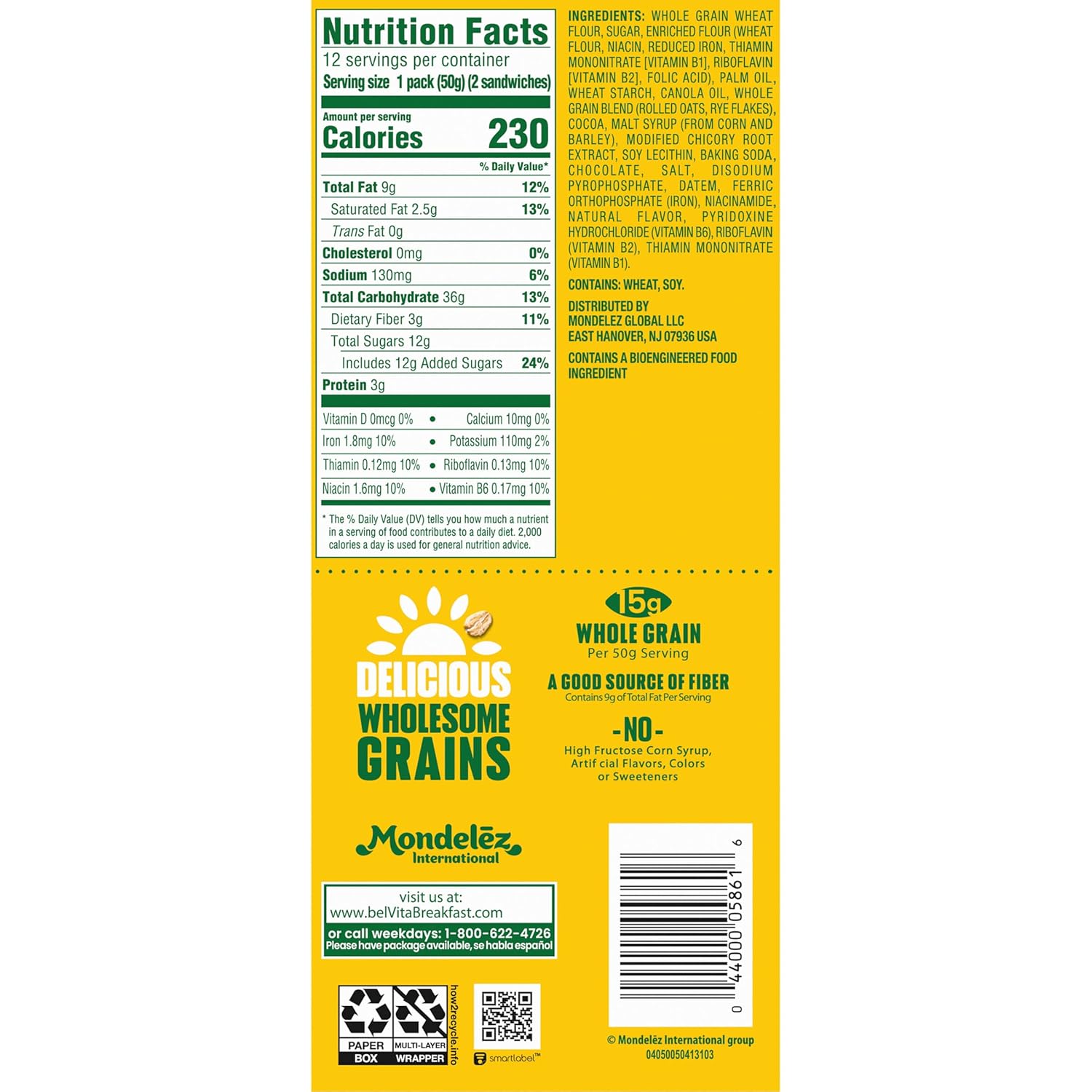 belVita Breakfast Biscuit Sandwiches – Clean-Label Morning Treat for Busy School-Day Routines, 12-Pack