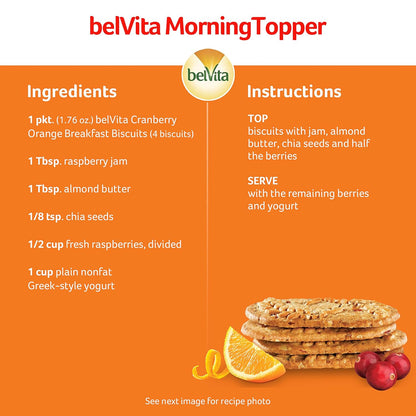 belVita Cranberry Orange Breakfast Biscuits – Less-Waste Bulk Box for Intentional Grocery Shopping, 14.08 oz Value Pack