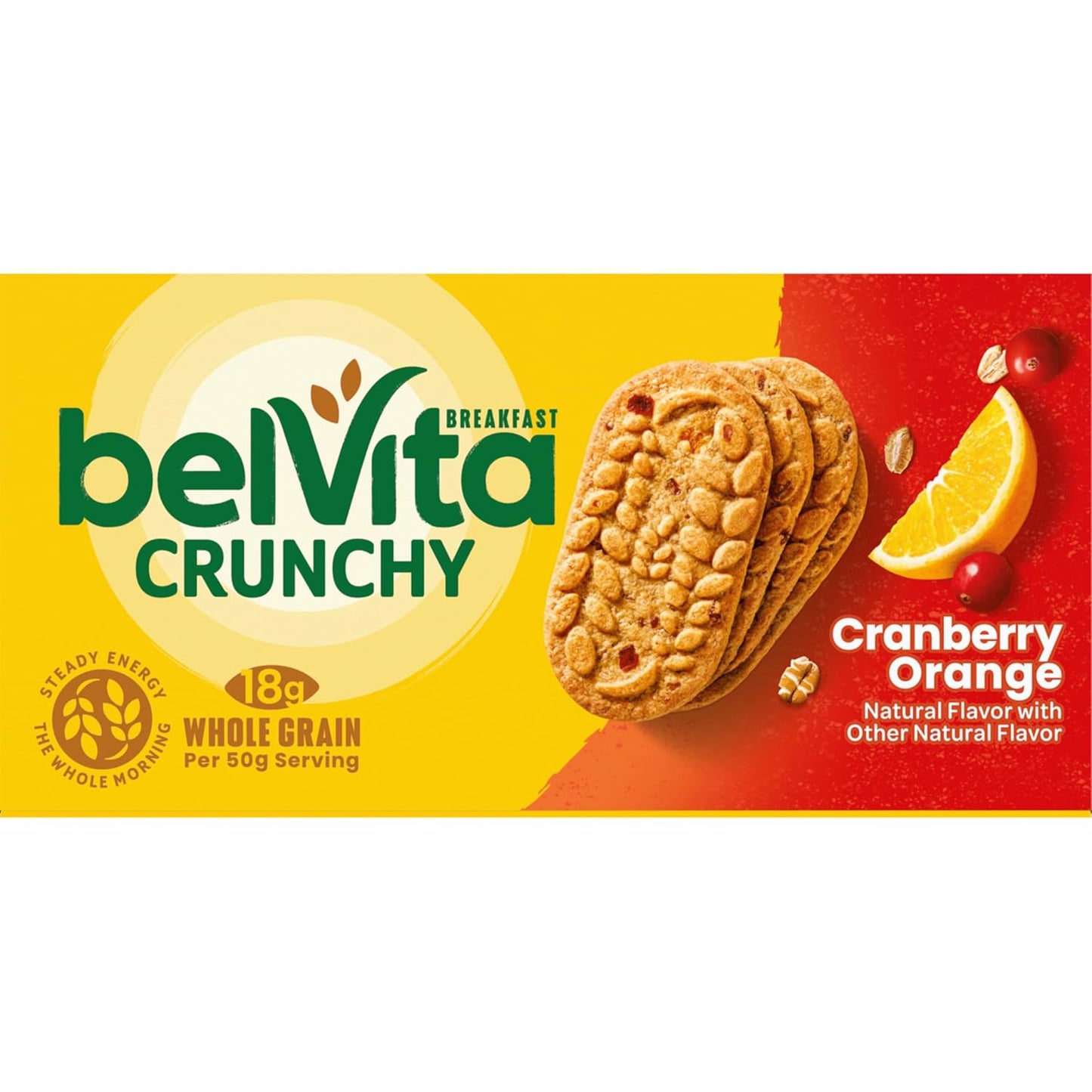 belVita Cranberry Orange Breakfast Biscuits – Less-Waste Bulk Box for Intentional Grocery Shopping, 14.08 oz Value Pack