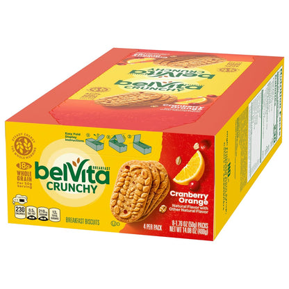 belVita Cranberry Orange Breakfast Biscuits – Less-Waste Bulk Box for Intentional Grocery Shopping, 14.08 oz Value Pack