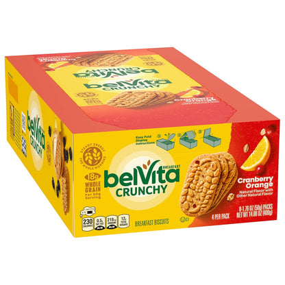 belVita Cranberry Orange Breakfast Biscuits – Less-Waste Bulk Box for Intentional Grocery Shopping, 14.08 oz Value Pack