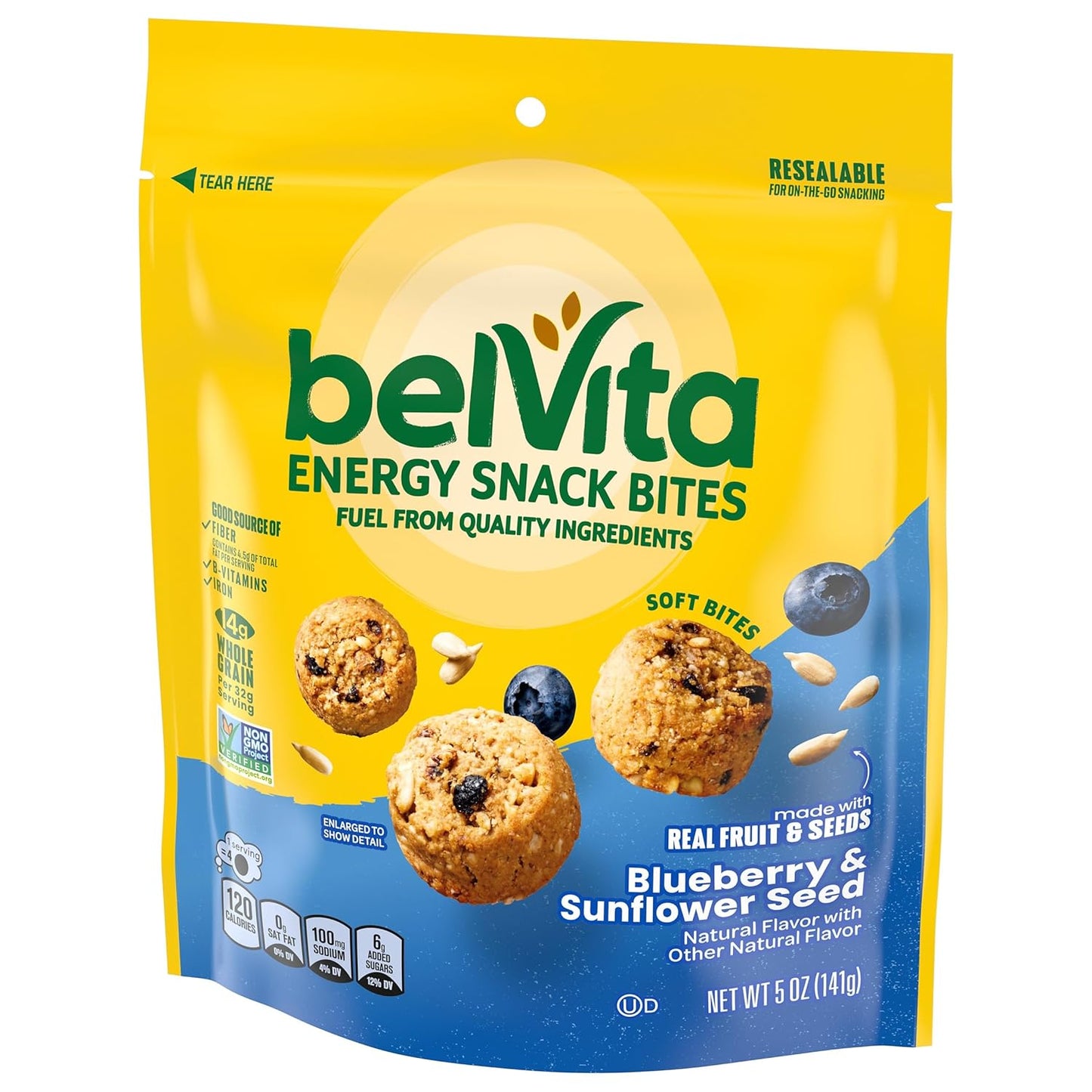 belVita Energy Bites Blueberry Sunflower Seed – Whole Grain Snack for Workout Bag Nutrition