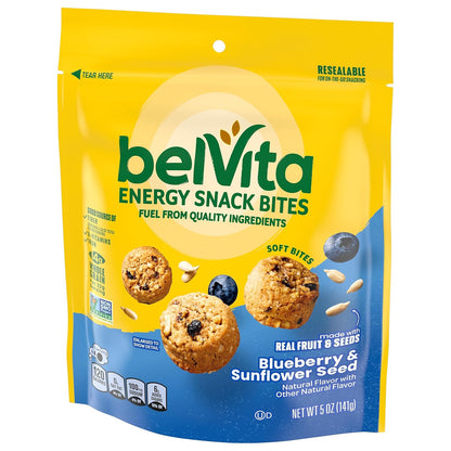 belVita Energy Bites Blueberry Sunflower Seed – Whole Grain Snack for Workout Bag Nutrition