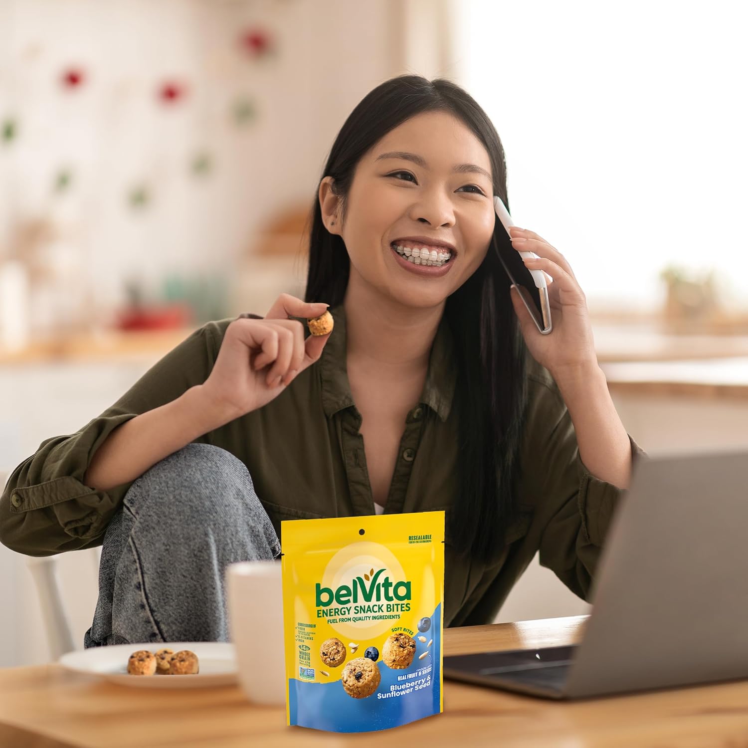 belVita Energy Bites Blueberry Sunflower Seed – Whole Grain Snack for Workout Bag Nutrition