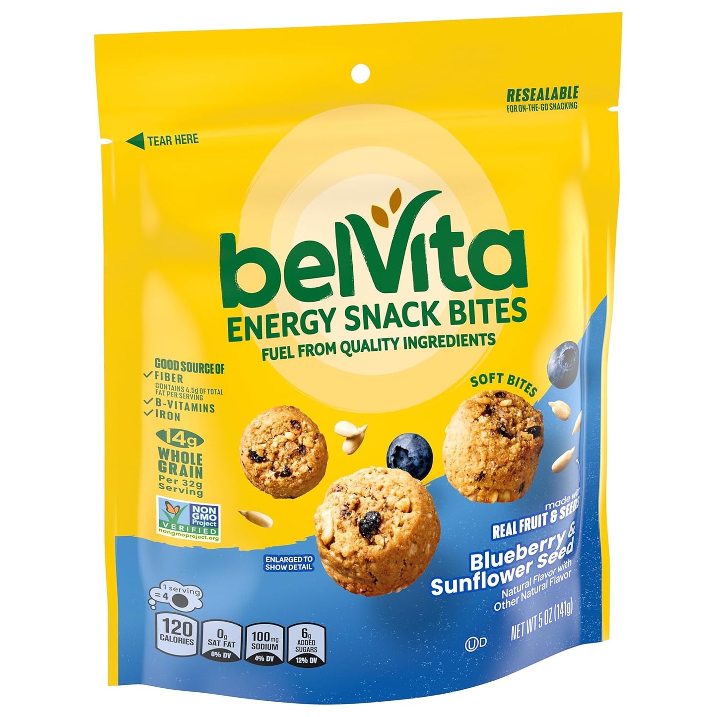 belVita Energy Bites Blueberry Sunflower Seed – Whole Grain Snack for Workout Bag Nutrition