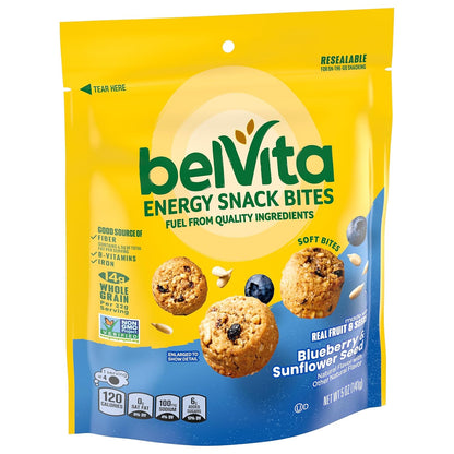 belVita Energy Bites Blueberry Sunflower Seed – Whole Grain Snack for Workout Bag Nutrition