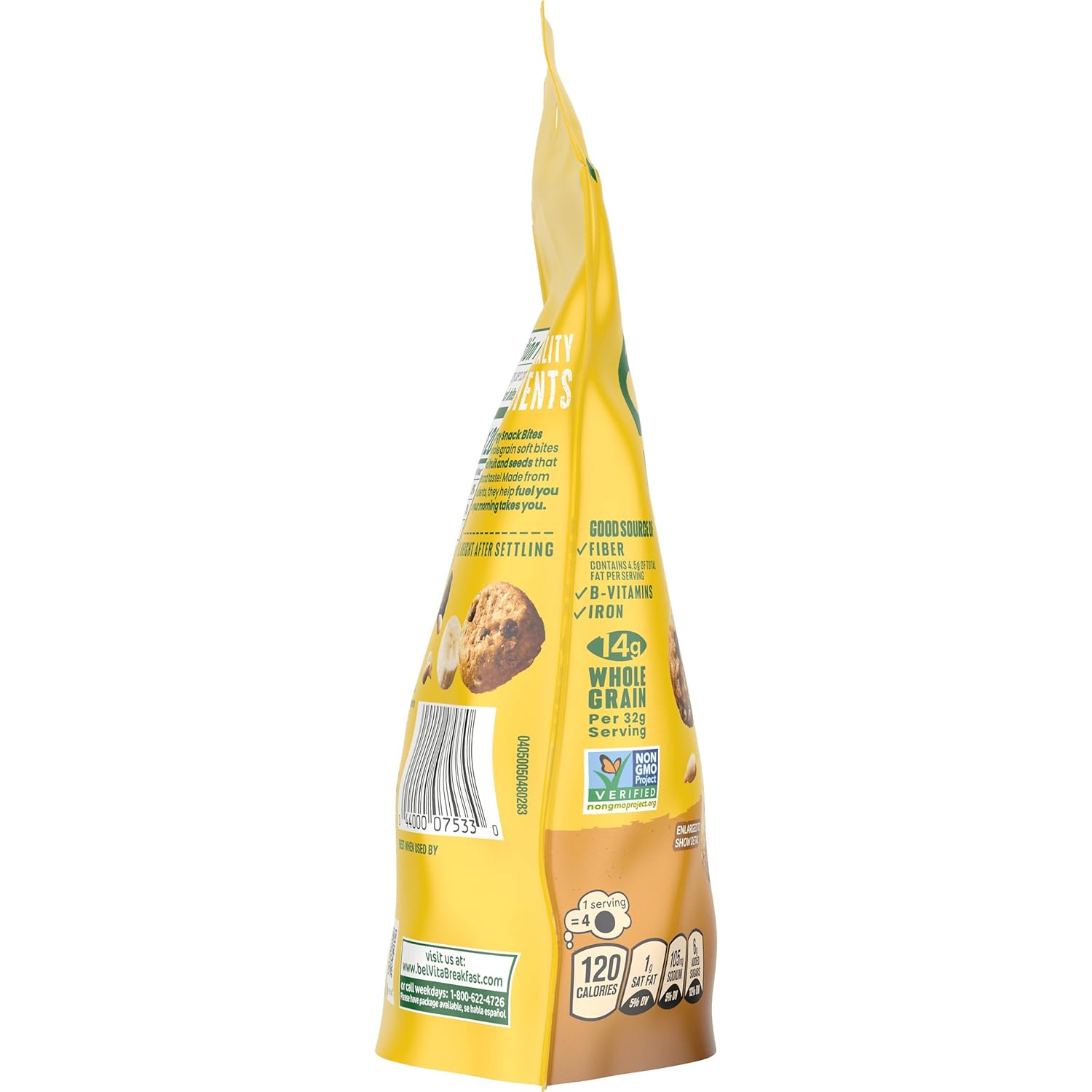 belVita Energy Snack Bites Banana Chocolate – Breastfeeding Mom Snack with Sunflower Seed and Whole Grain, 5 oz