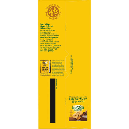 belVita Golden Oat Biscuits 12-Count Box — Cholesterol-Free, Kosher Whole Grain Fuel for Gym Bag and Pantry