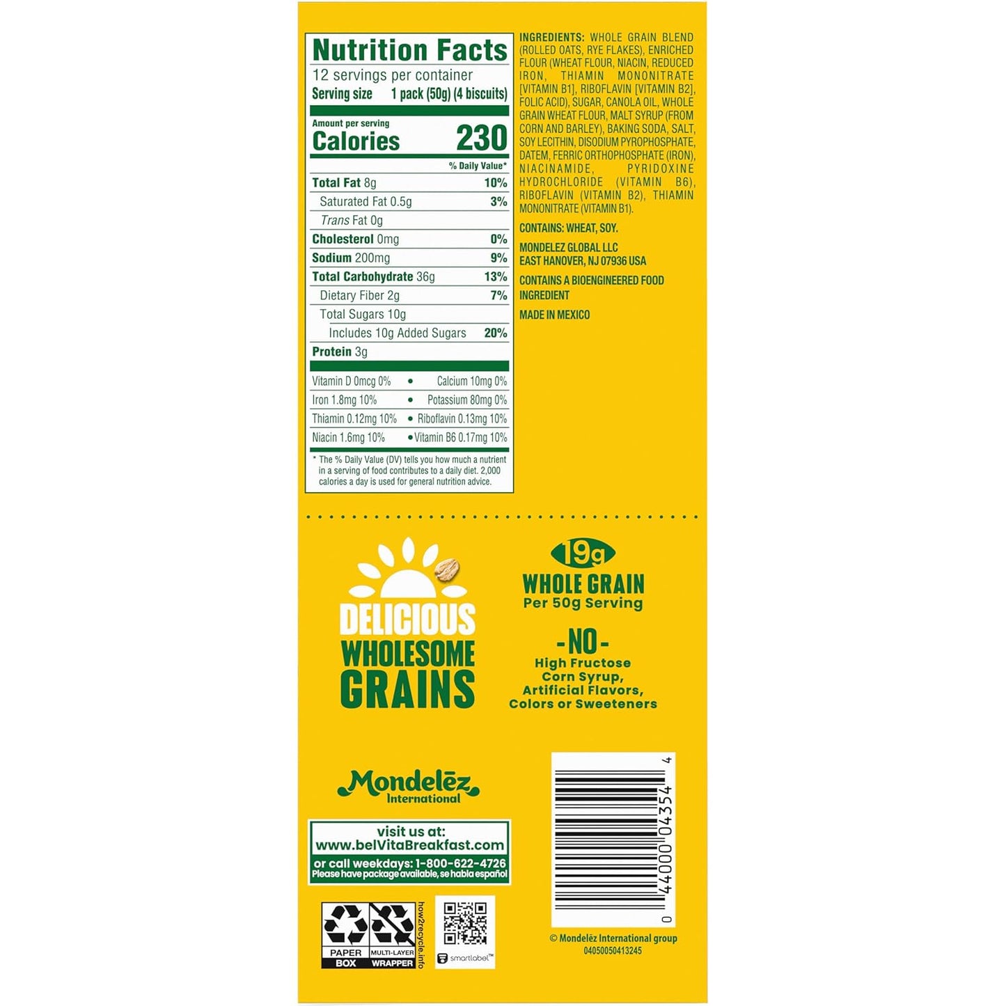 belVita Golden Oat Biscuits 12-Count Box — Cholesterol-Free, Kosher Whole Grain Fuel for Gym Bag and Pantry