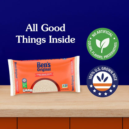 BEN'S ORIGINAL Parboiled White Rice, 5 lb Bulk – Enriched with Calcium and Vitamins for Lighter, Satiating Everyday Meals