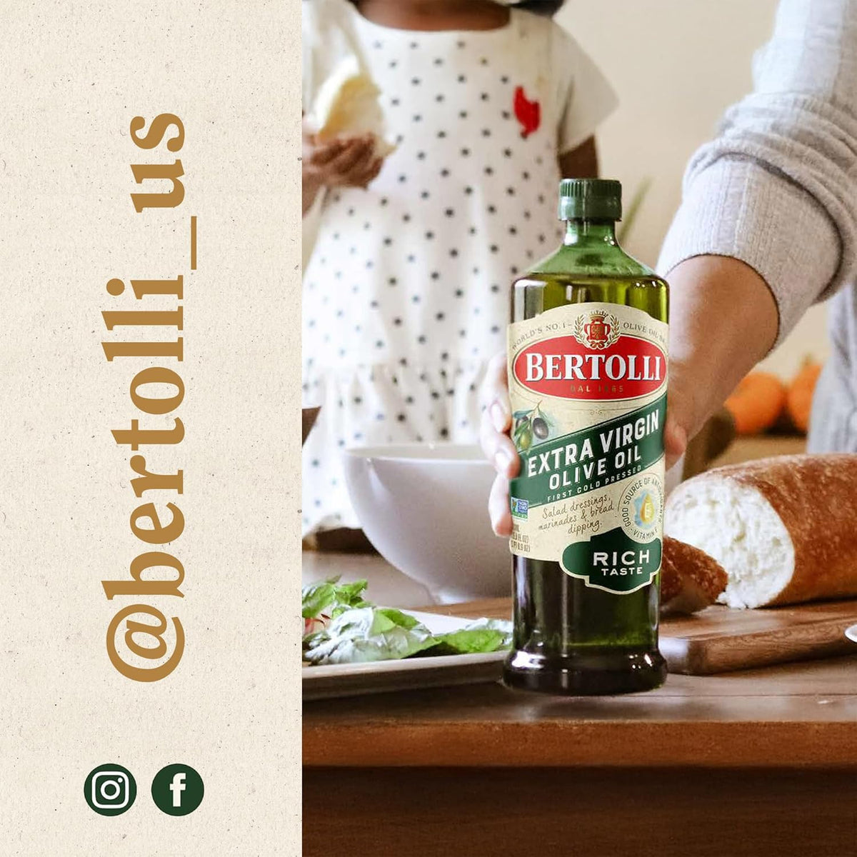 Bertolli Extra Virgin Olive Oil Rich Taste 32 fl oz – Gourmet Finishing Oil for Luxury Mediterranean Dining