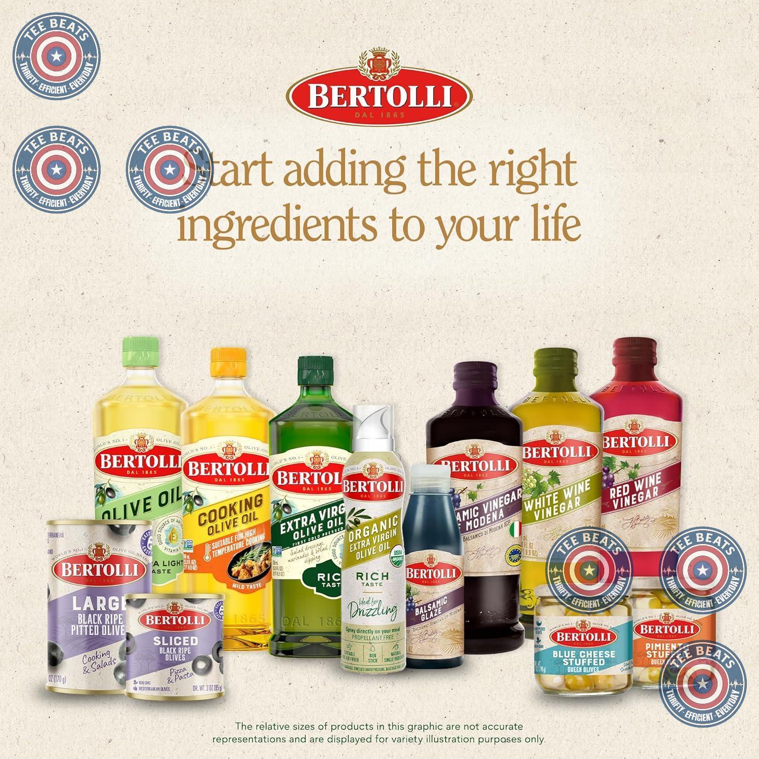Bertolli Extra Virgin Olive Oil Rich Taste 32 fl oz – Premium Dark Glass Presentation for Elevated Home Bars
