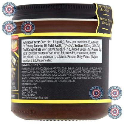 Better Than Bouillon Premium Mushroom Base – One-Jar Replacement for Broth, Cubes, and Gravy Bases