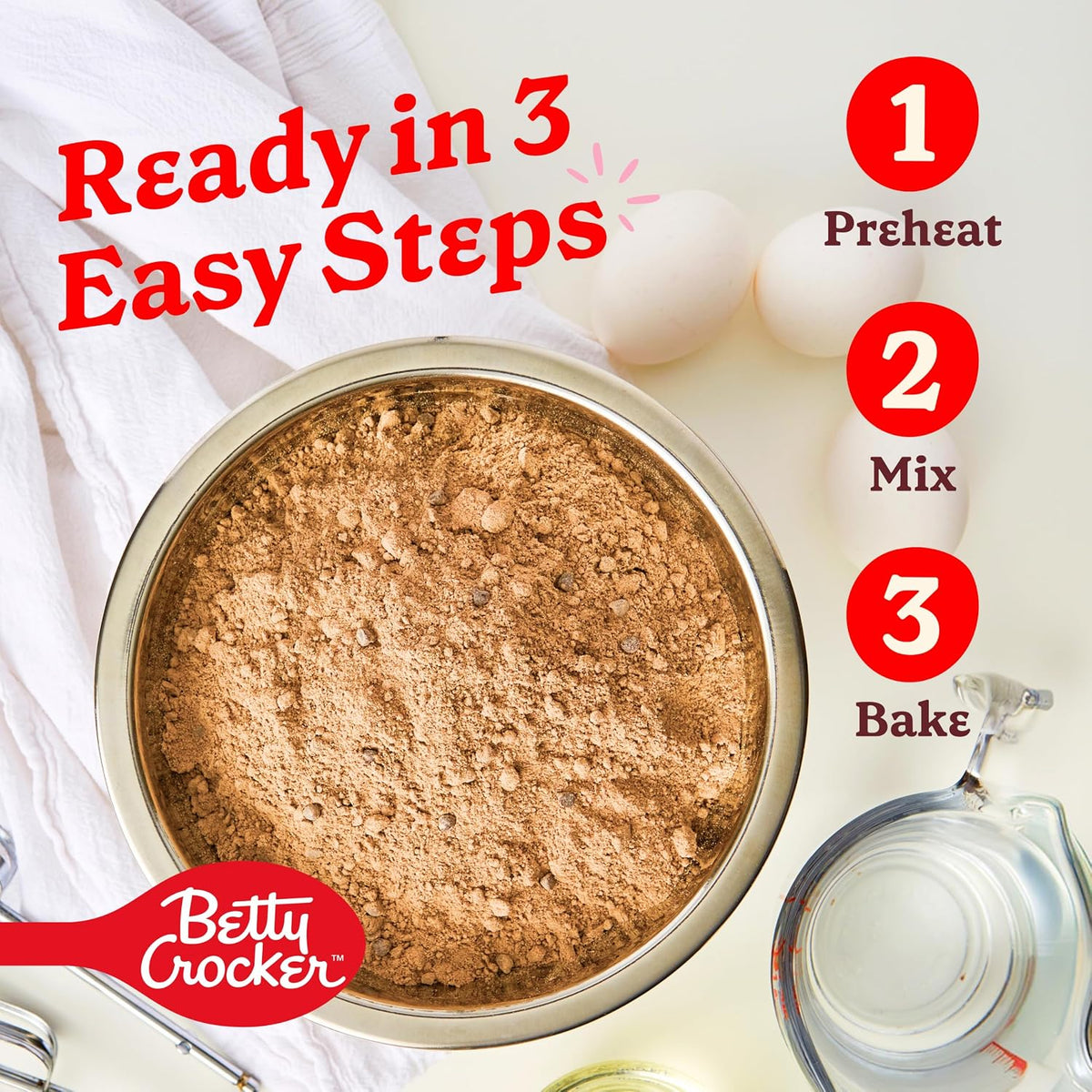 Betty Crocker Super Moist Triple Chocolate Fudge Cake Mix for Everyday Home Baking, Kosher Triple Chocolate Fudge 13.25 oz