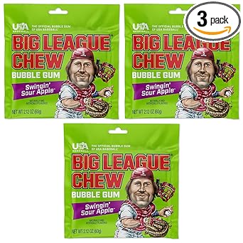 Big League Chew Cotton Candy Bubble Gum 3-Pack - Holiday Gift Set for Coaches, Team Parents, and Adult Baseball Lovers